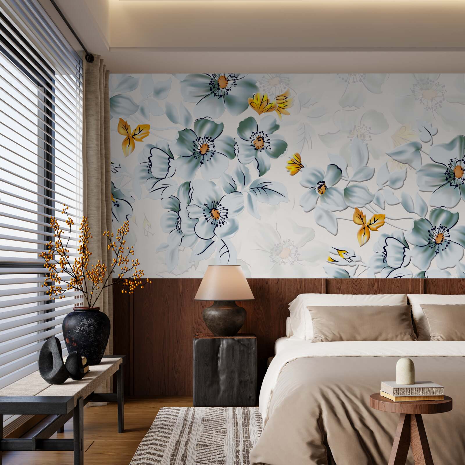 Fotobehang bloemen gaan teder open