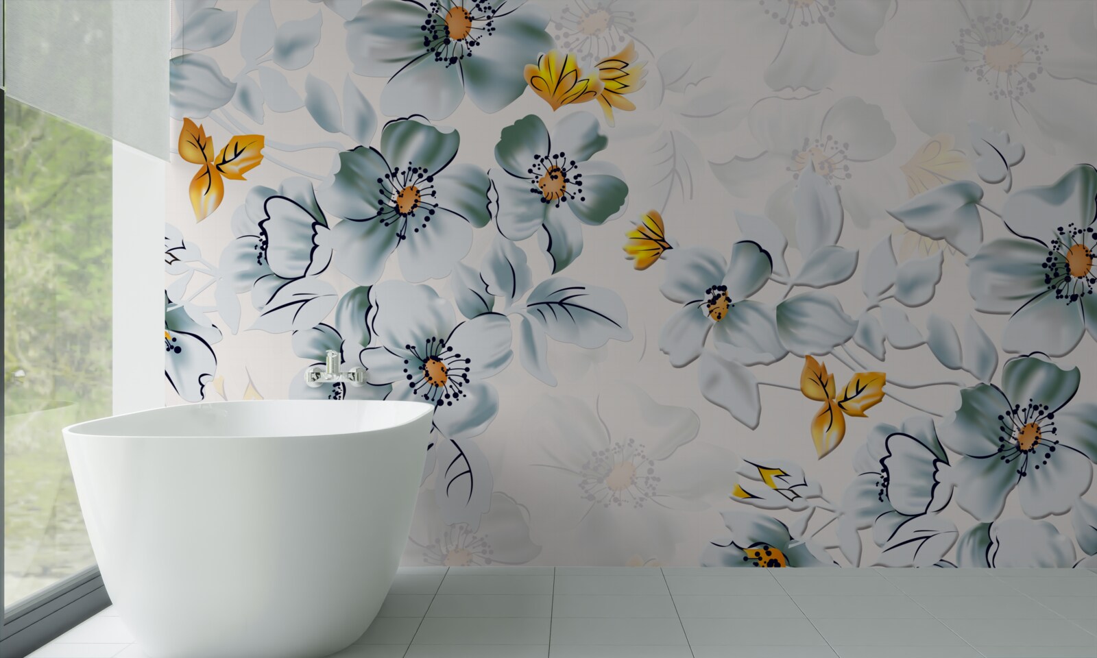 Fotobehang bloemen gaan teder open