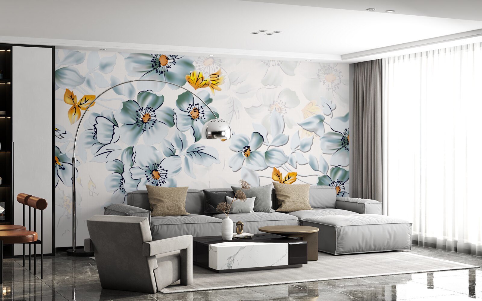 Fotobehang bloemen gaan teder open