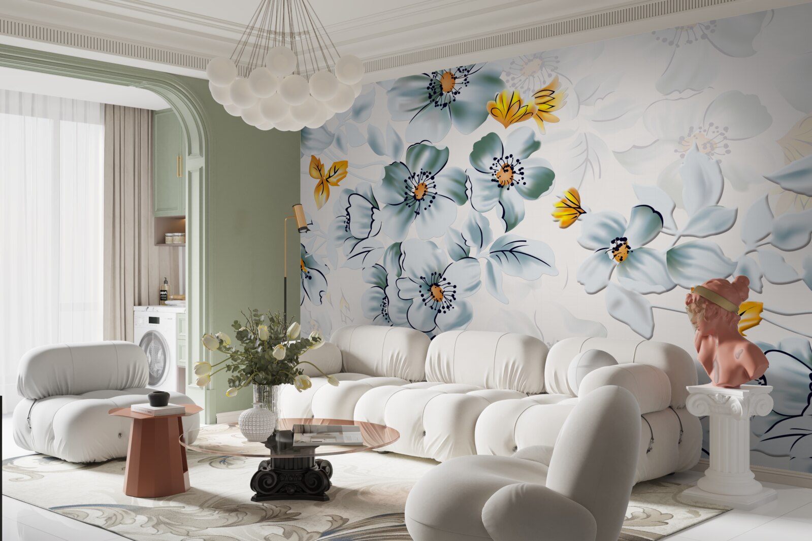 Fotobehang bloemen gaan teder open