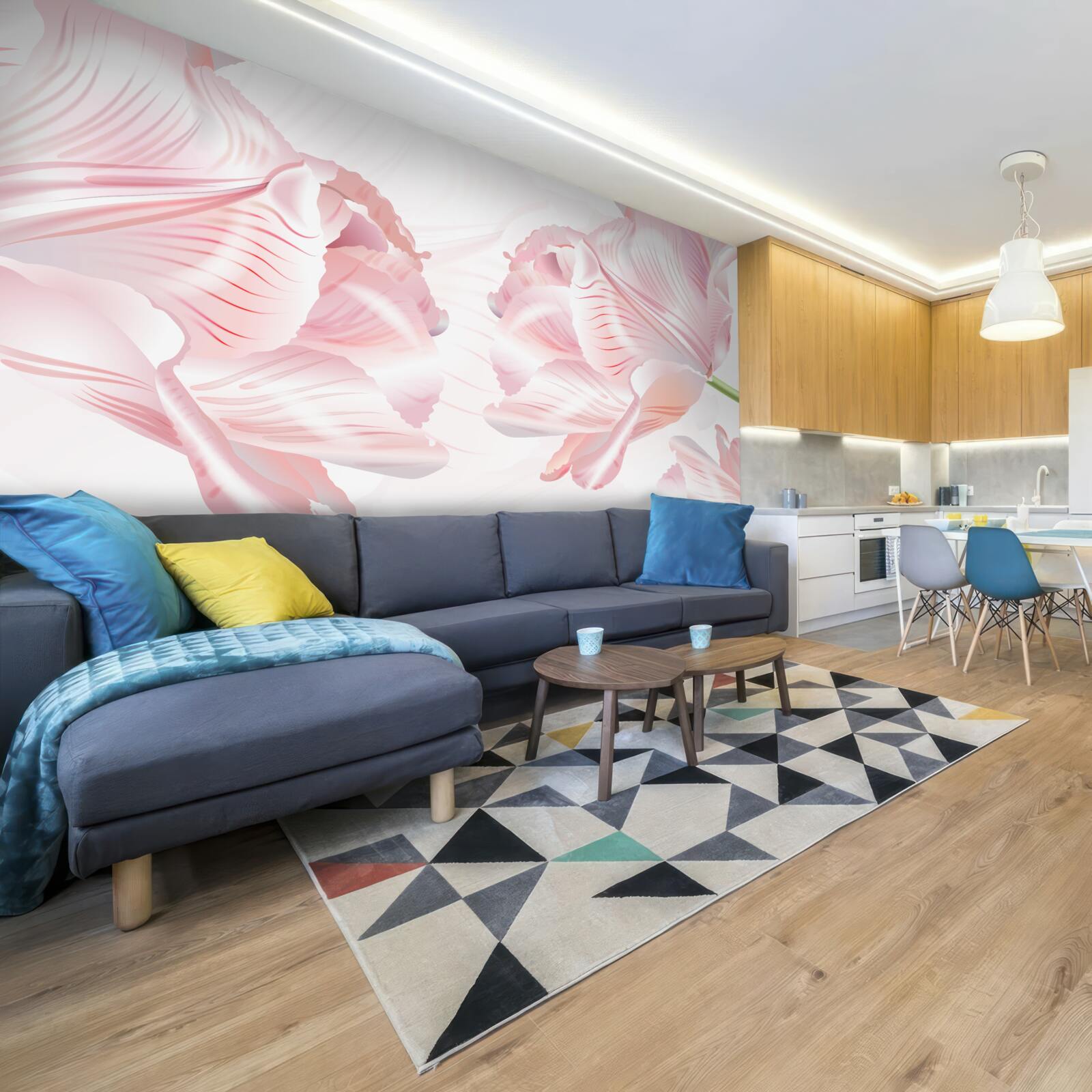 Fotobehang roze tulpen met een romantische uitstraling