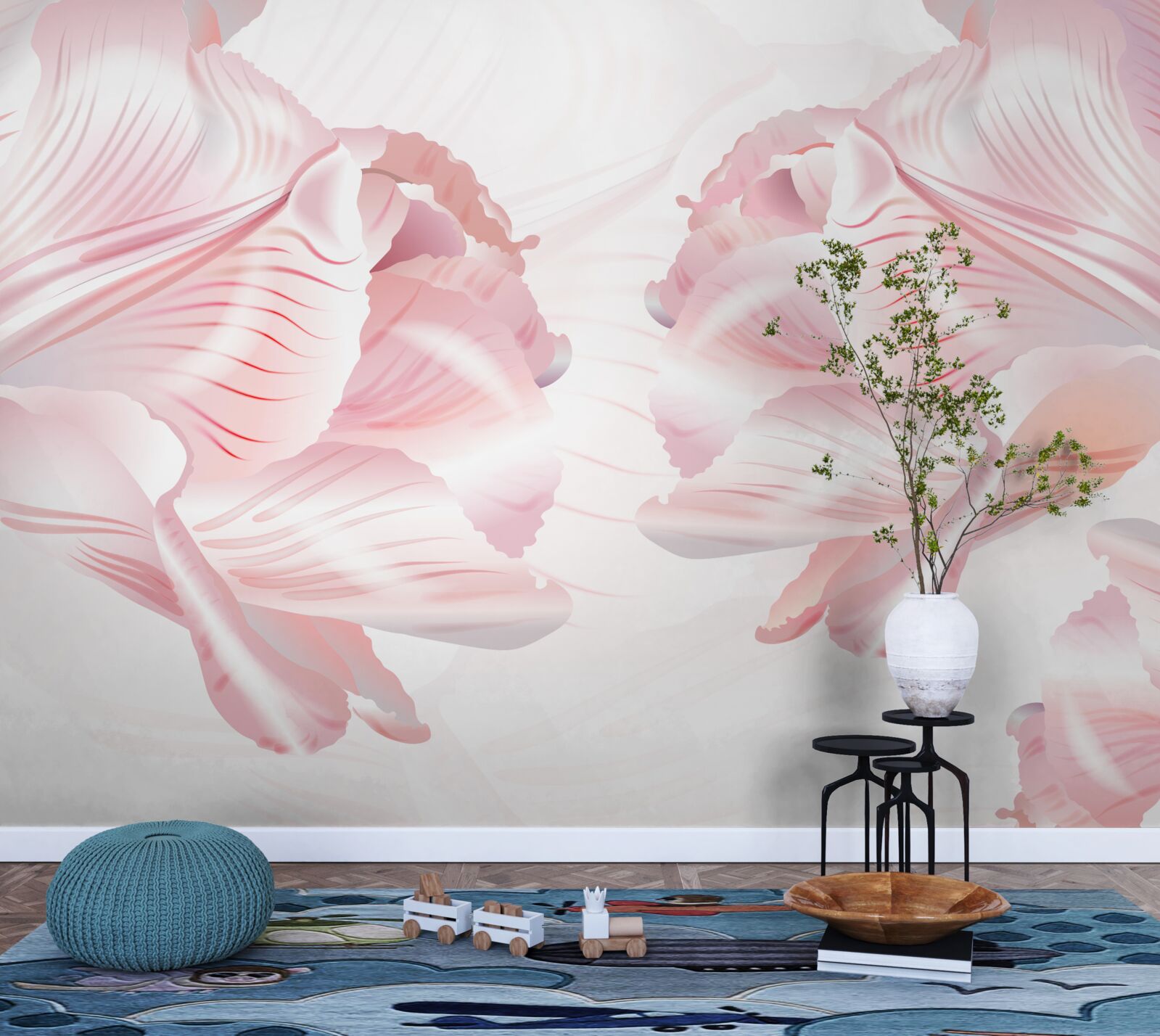 Fotobehang roze tulpen met een romantische uitstraling