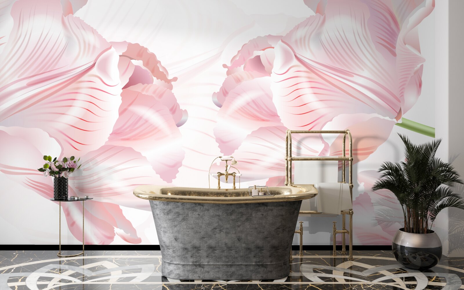 Fotobehang roze tulpen met een romantische uitstraling