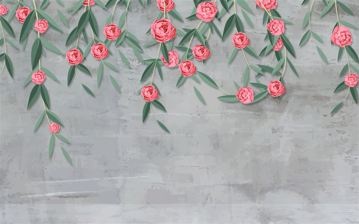 Fotobehang bloemige nocturne in roze