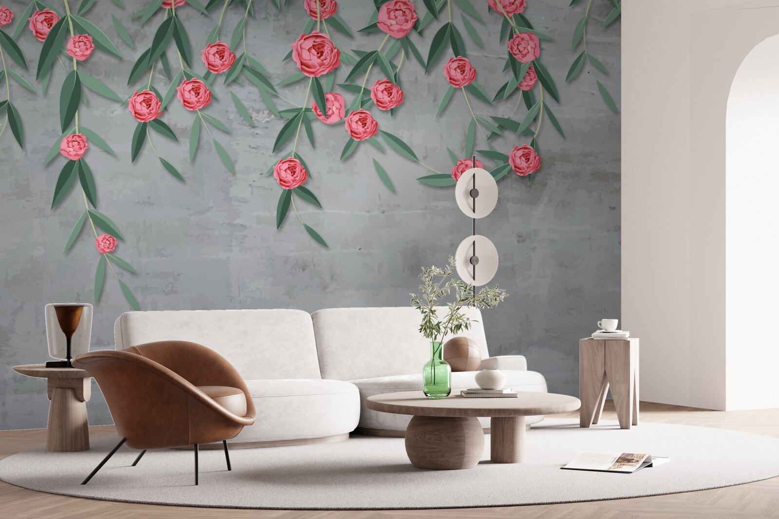 Fotobehang bloemige nocturne in roze