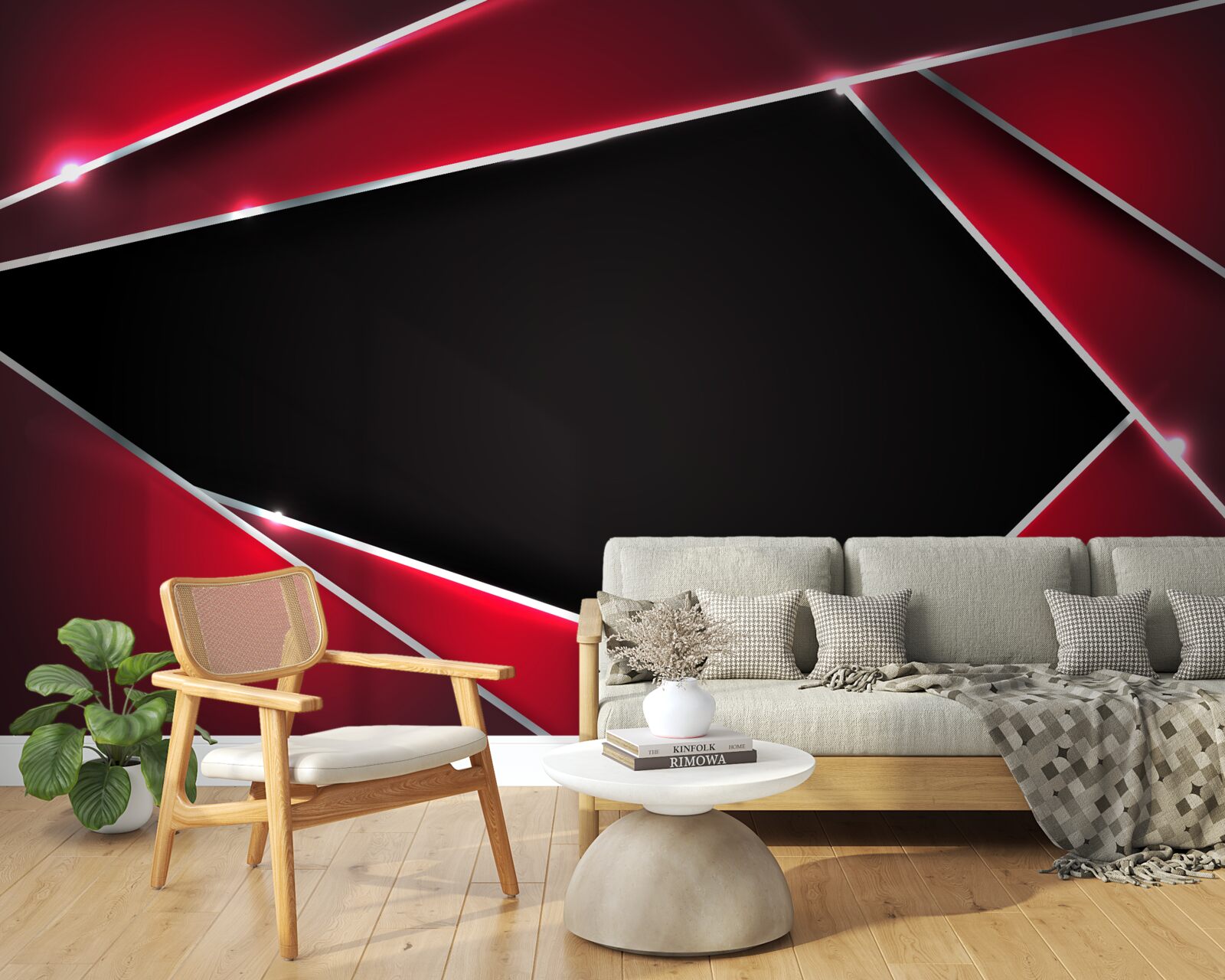 Fotobehang exclusieve achtergrond in rood en zwart