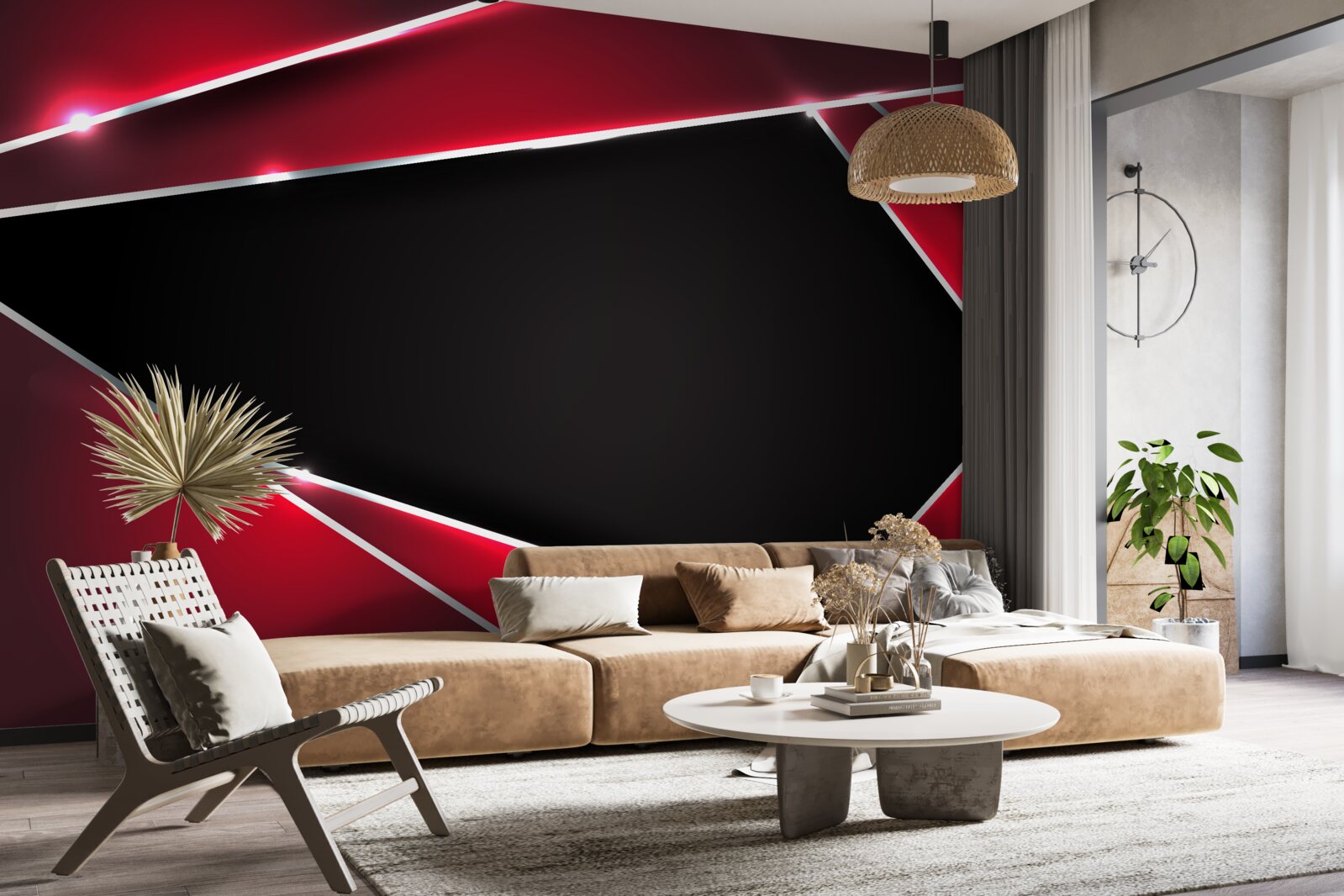 Fotobehang exclusieve achtergrond in rood en zwart