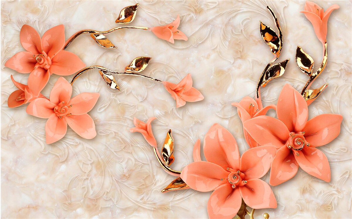 Fotobehang bloeiende magnolia in perziktinten