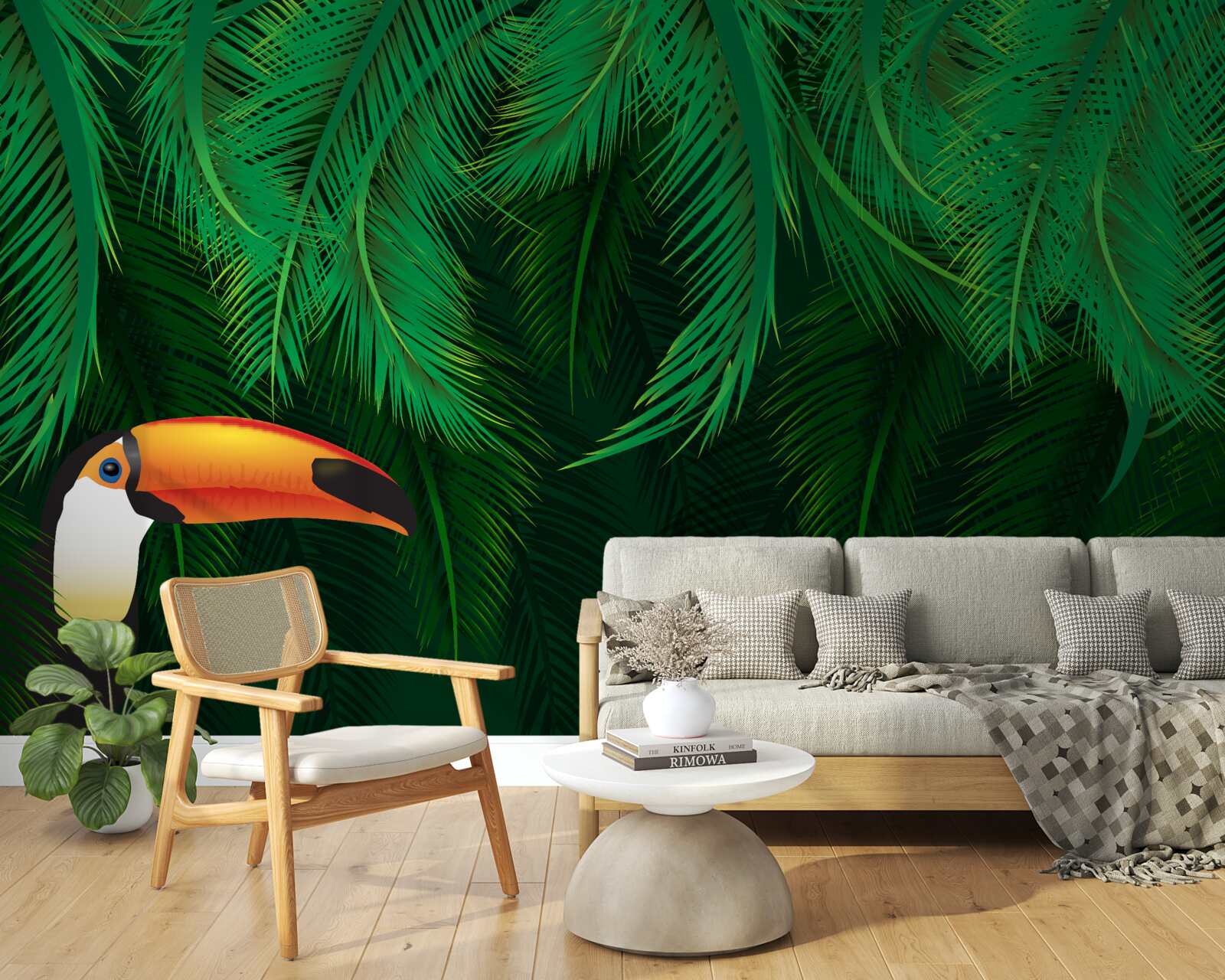 Fotobehang toekan tussen tropisch groen