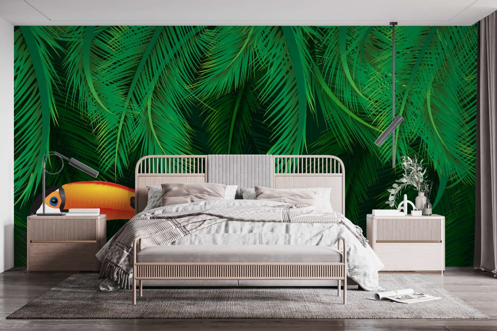 Fotobehang toekan tussen tropisch groen