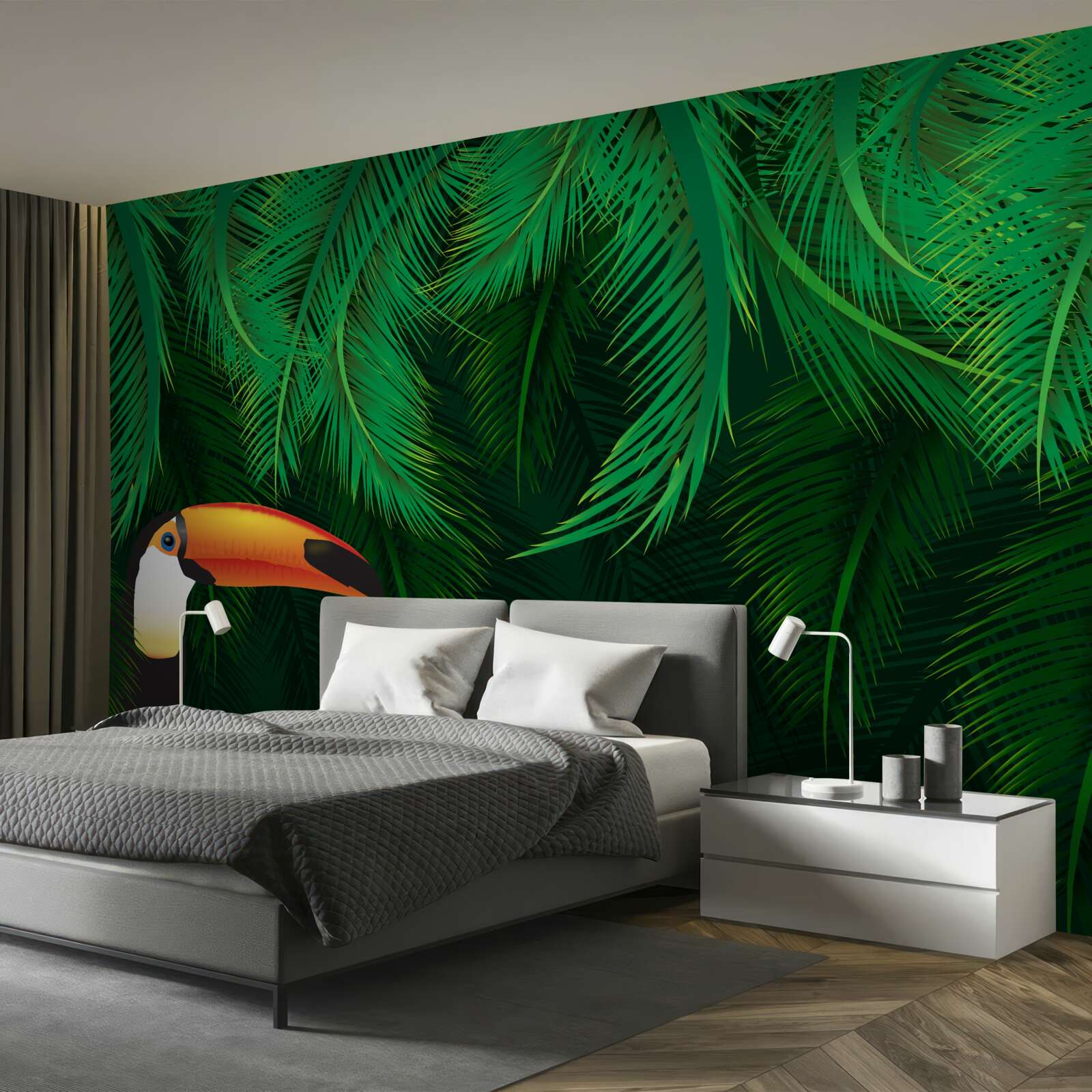 Fotobehang toekan tussen tropisch groen