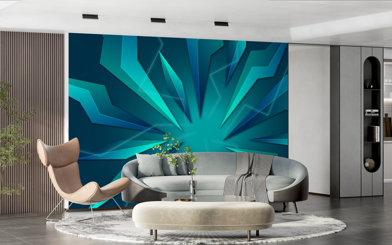 Fotobehang bochten van blauwe en turquoise golven