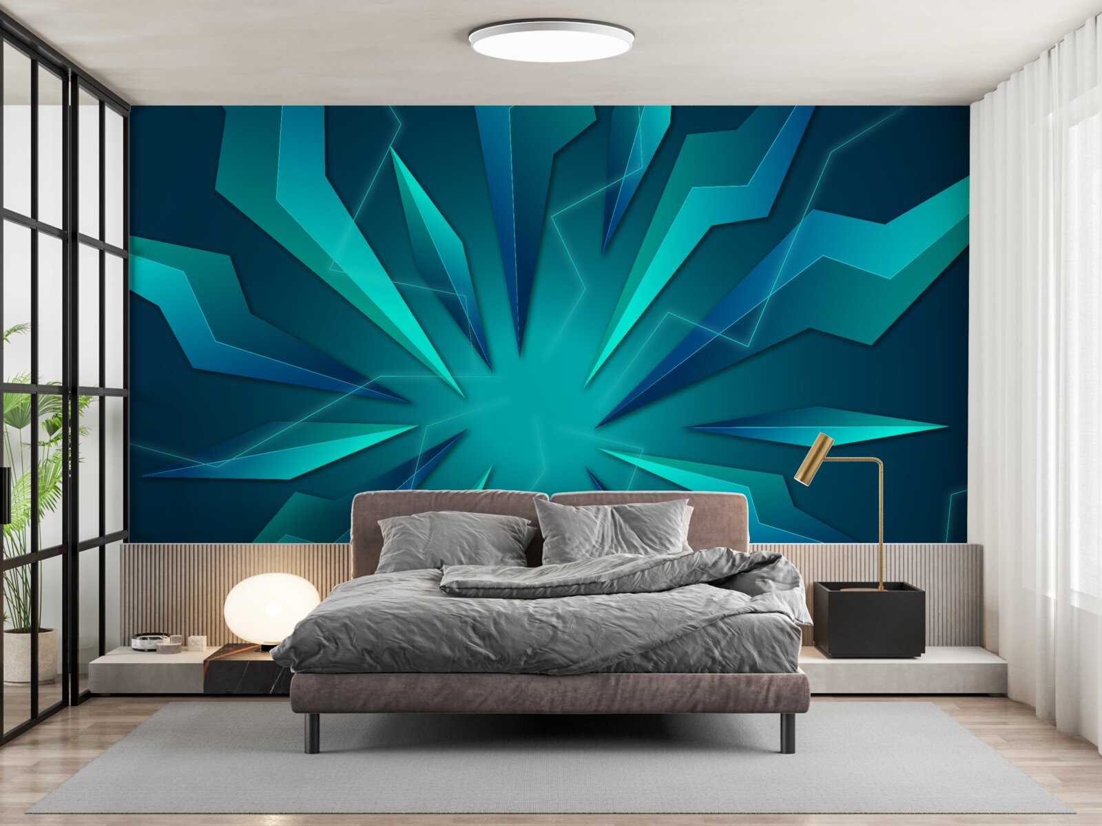 Fotobehang bochten van blauwe en turquoise golven