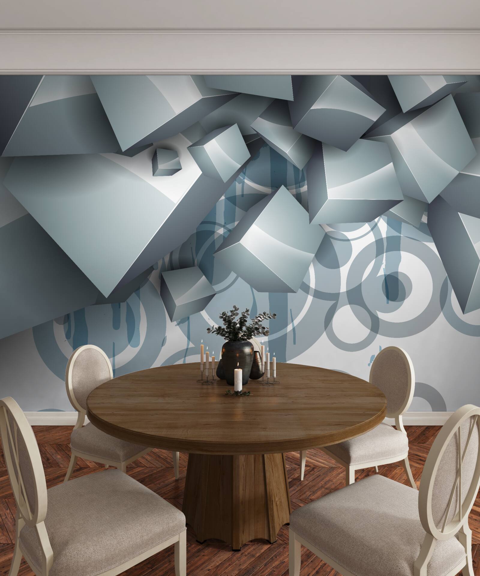 Fotobehang grijze optische kubussen