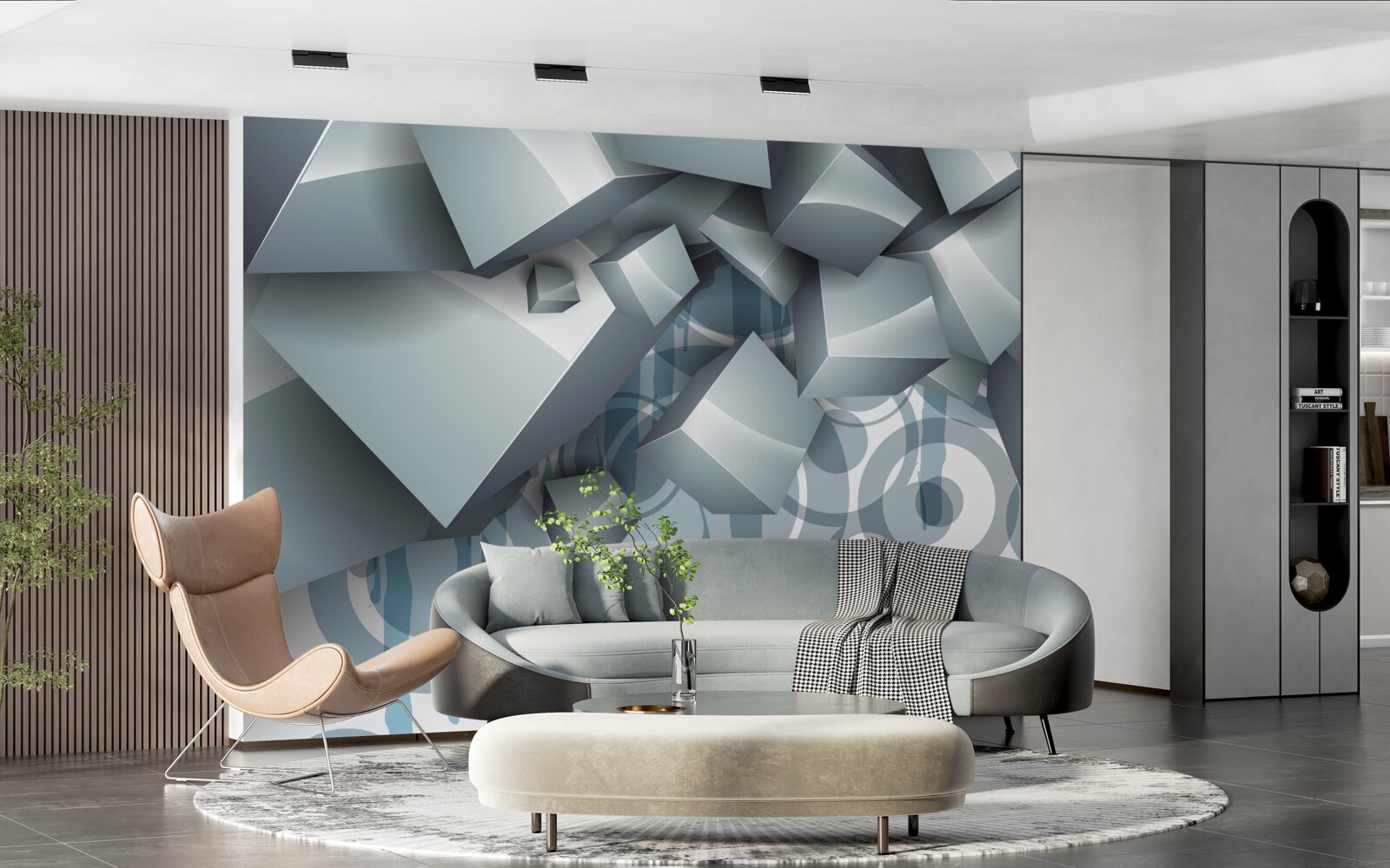 Fotobehang grijze optische kubussen