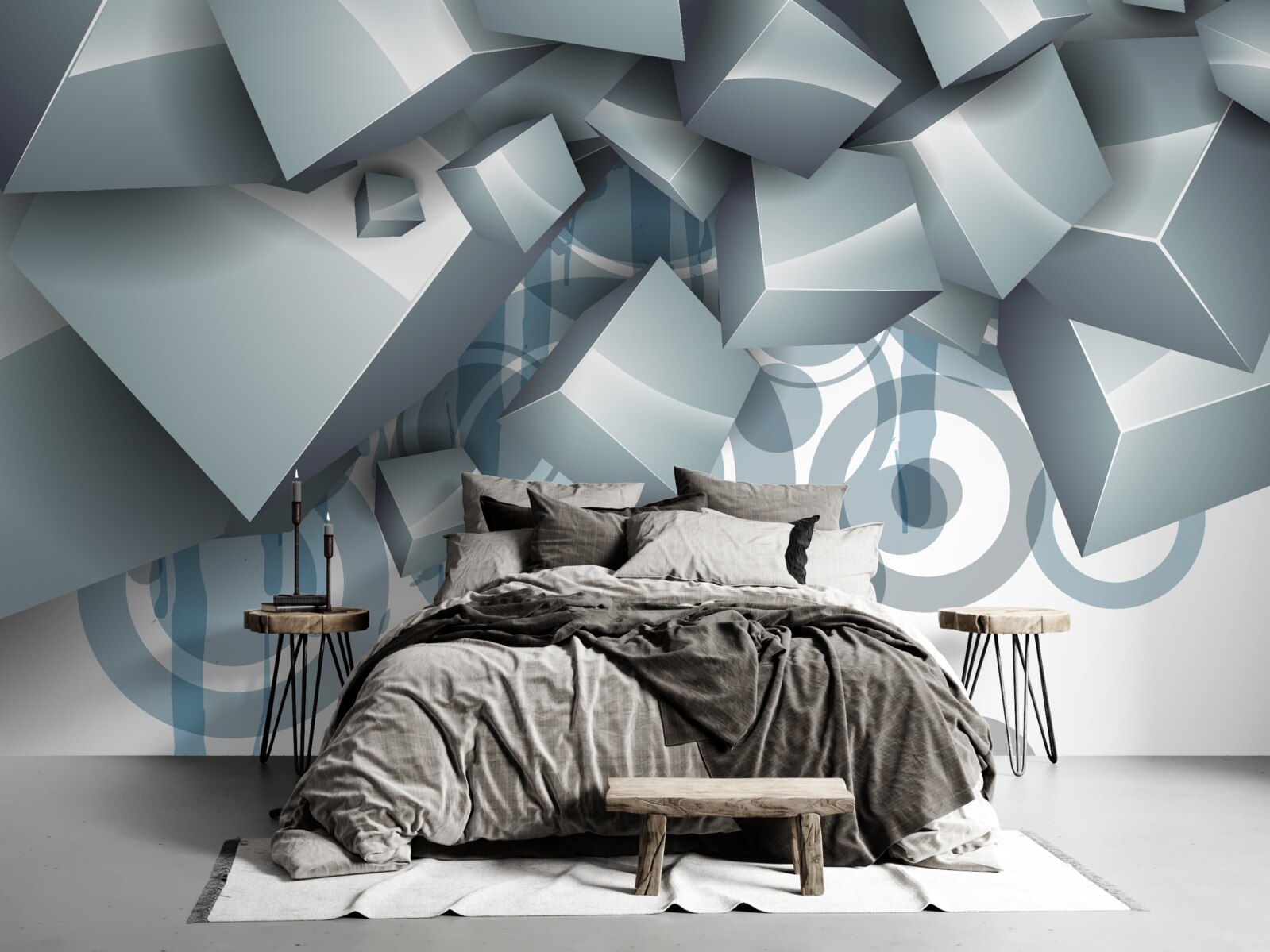 Fotobehang grijze optische kubussen