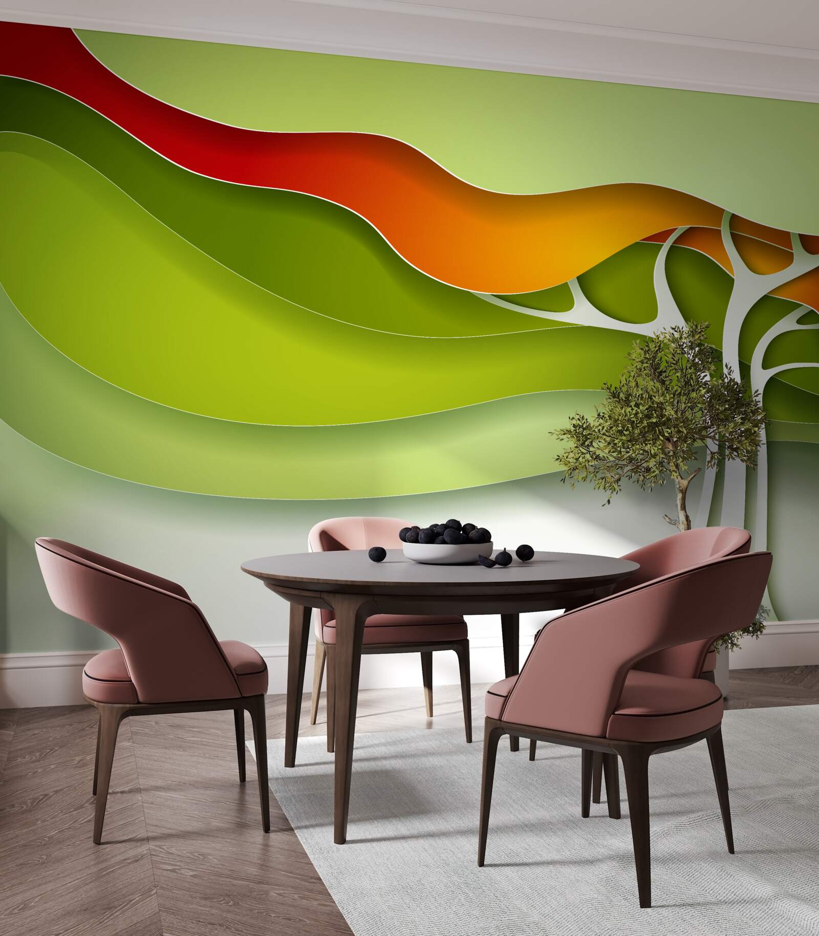 Fotobehang de top van de boom is geschilderd in heldere herfsttinten