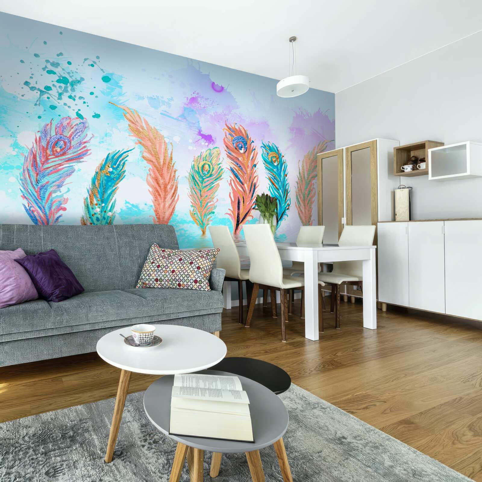 Fotobehang uitstekende veren doorboren het water