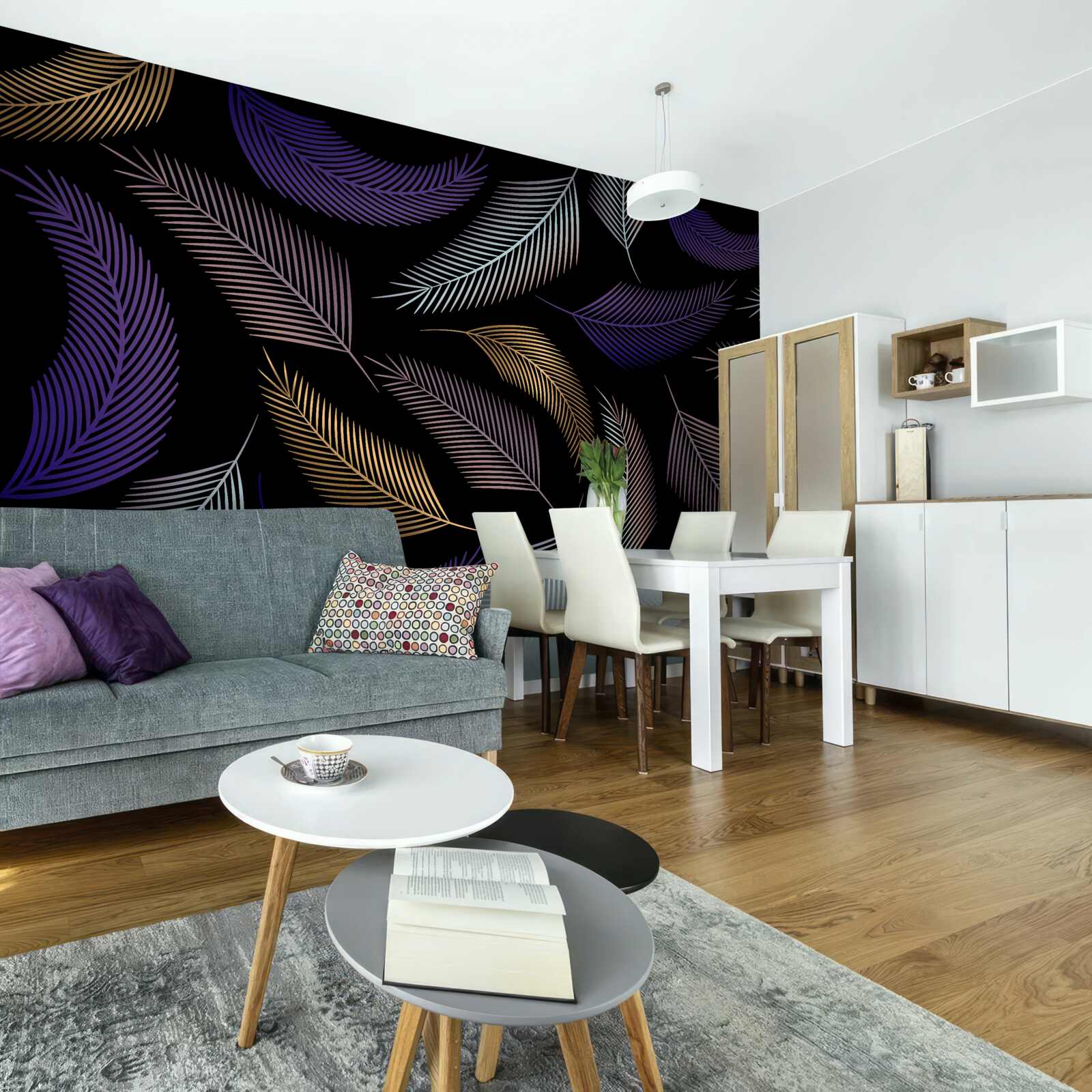 Fotobehang herfstbladeren in donkere kleuren