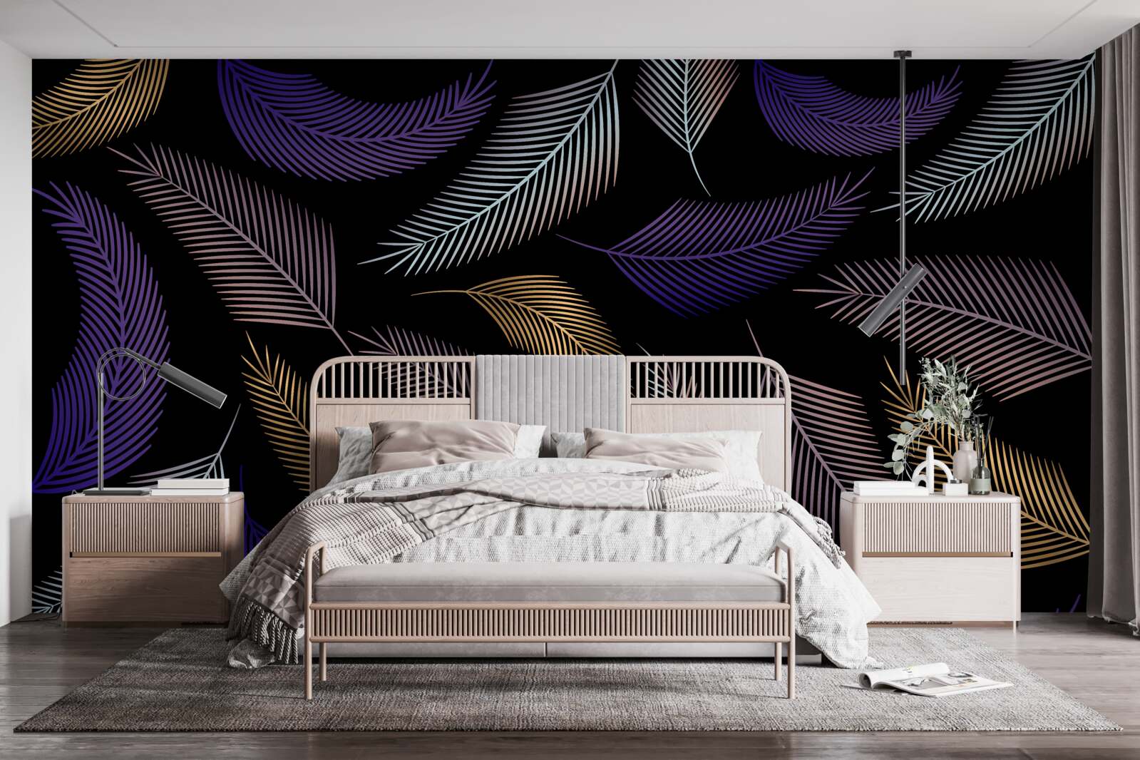 Fotobehang herfstbladeren in donkere kleuren