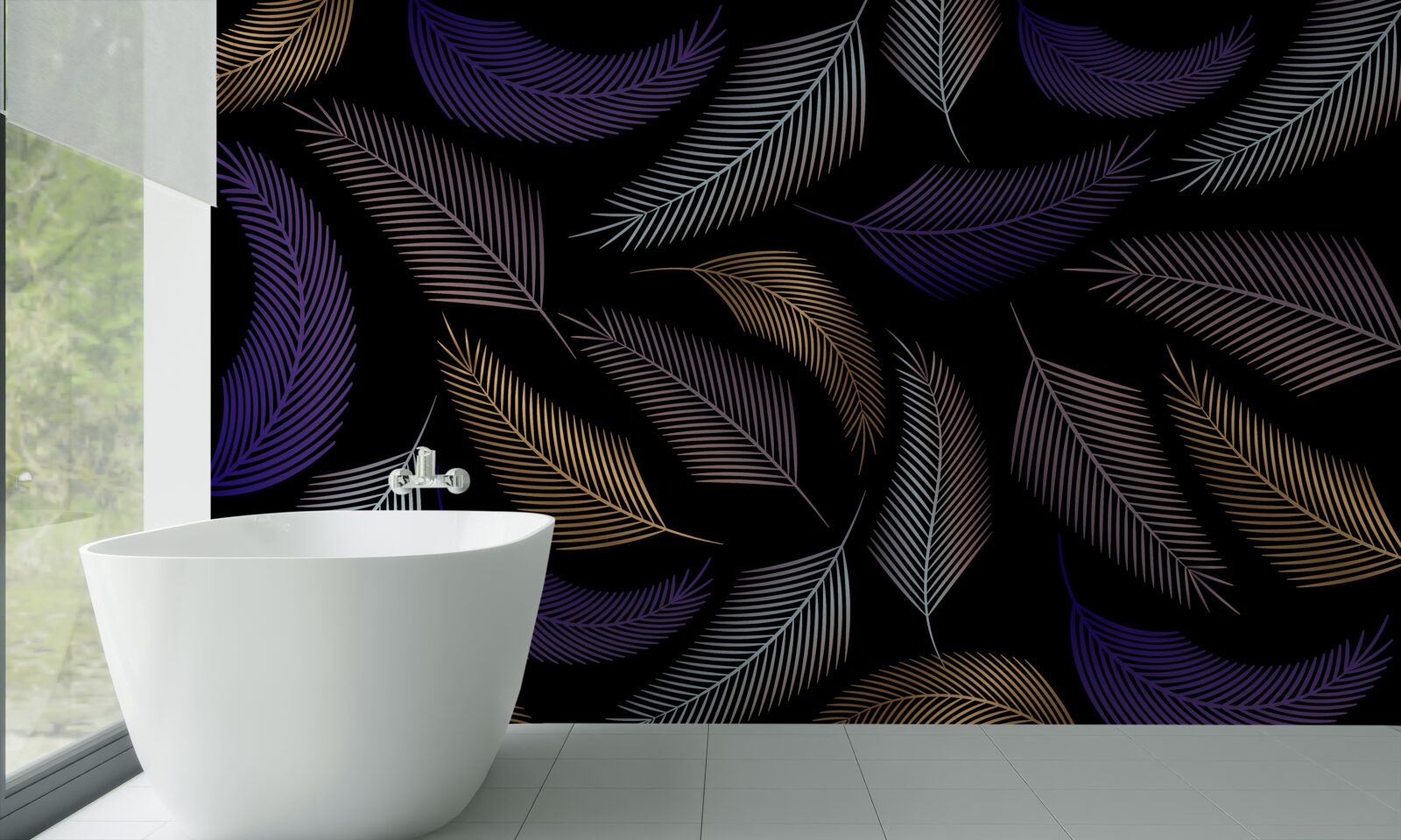 Fotobehang herfstbladeren in donkere kleuren