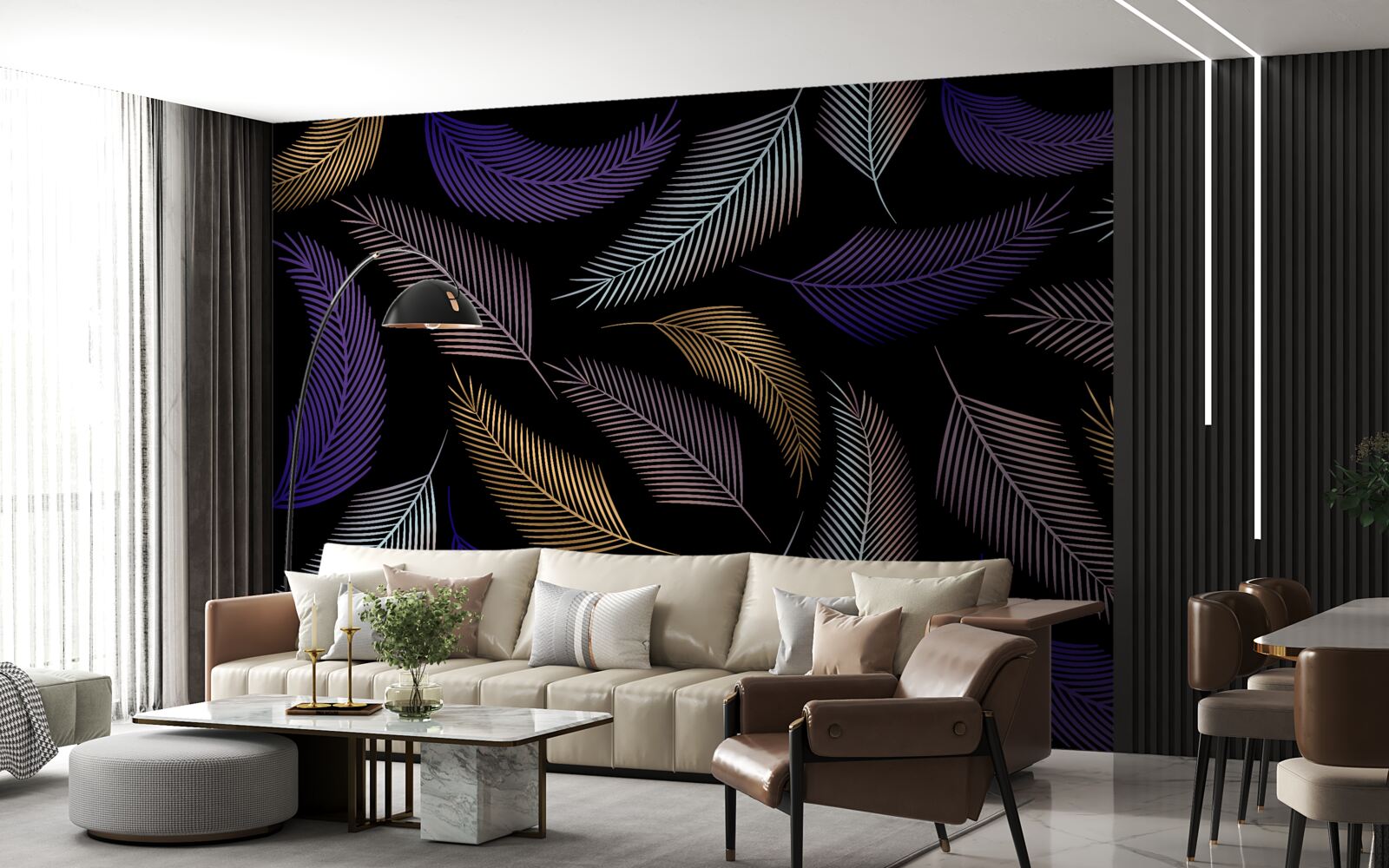 Fotobehang herfstbladeren in donkere kleuren