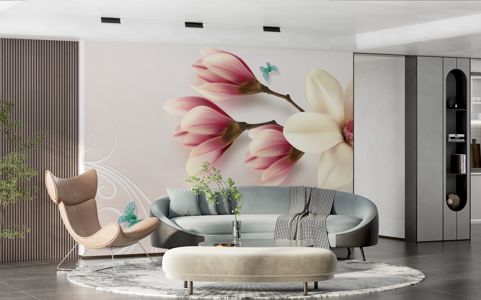 Fotobehang witte magnolia in volle bloei