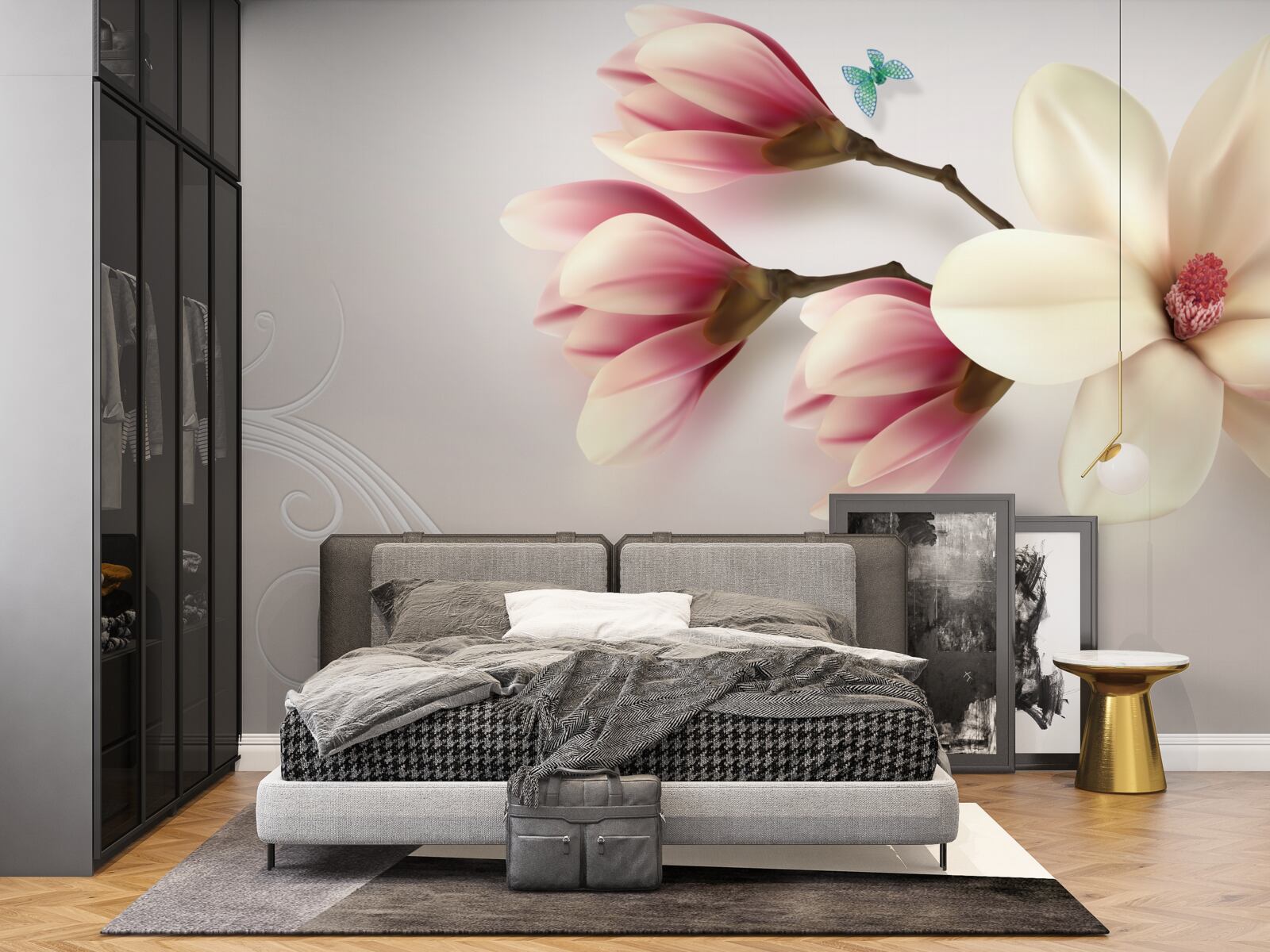 Fotobehang witte magnolia in volle bloei