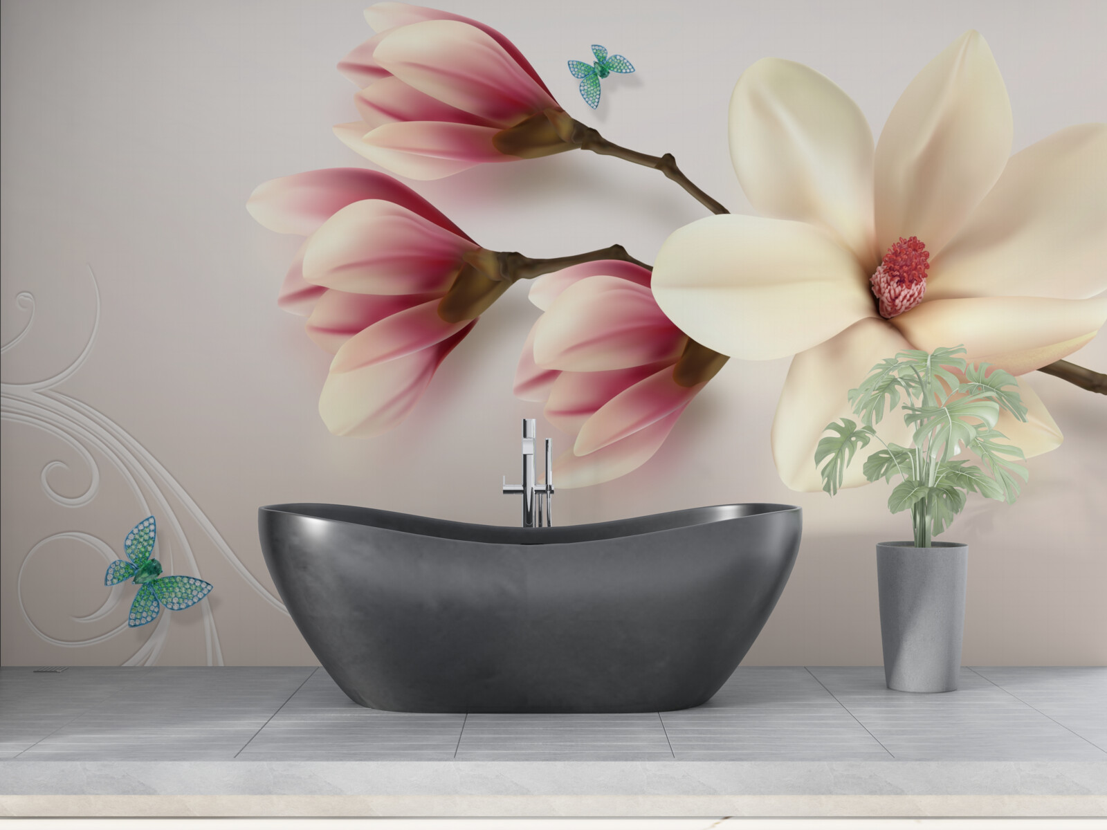 Fotobehang witte magnolia in volle bloei