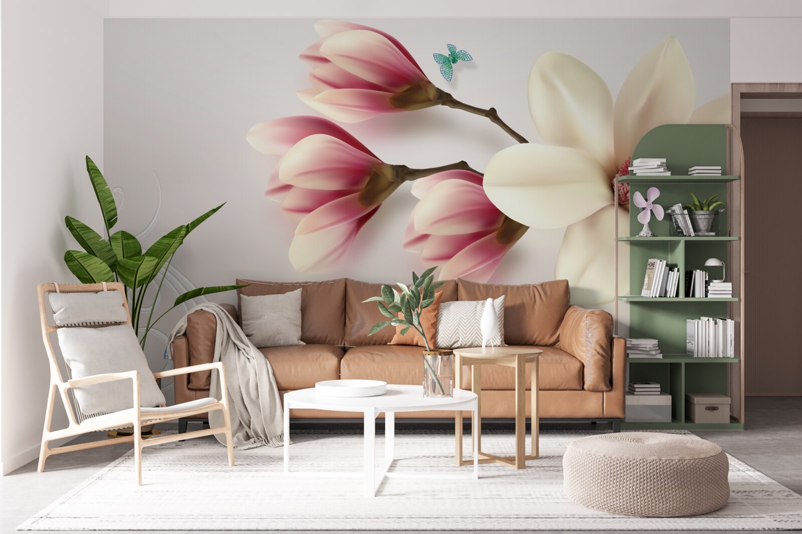 Fotobehang witte magnolia in volle bloei