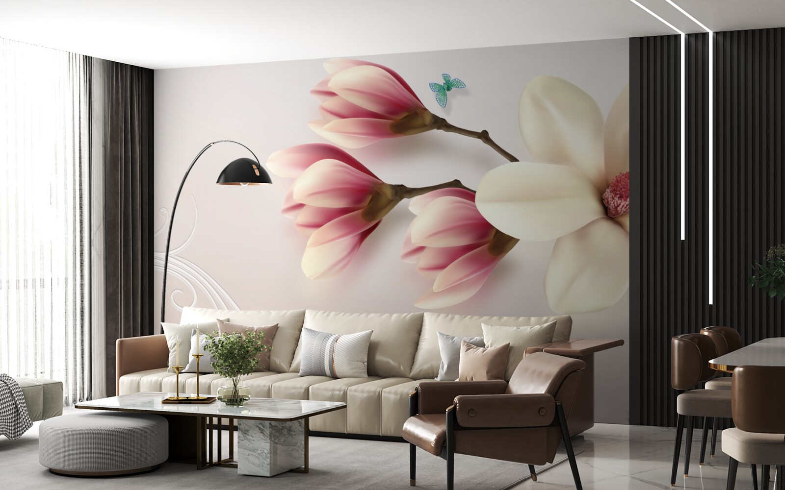 Fotobehang witte magnolia in volle bloei