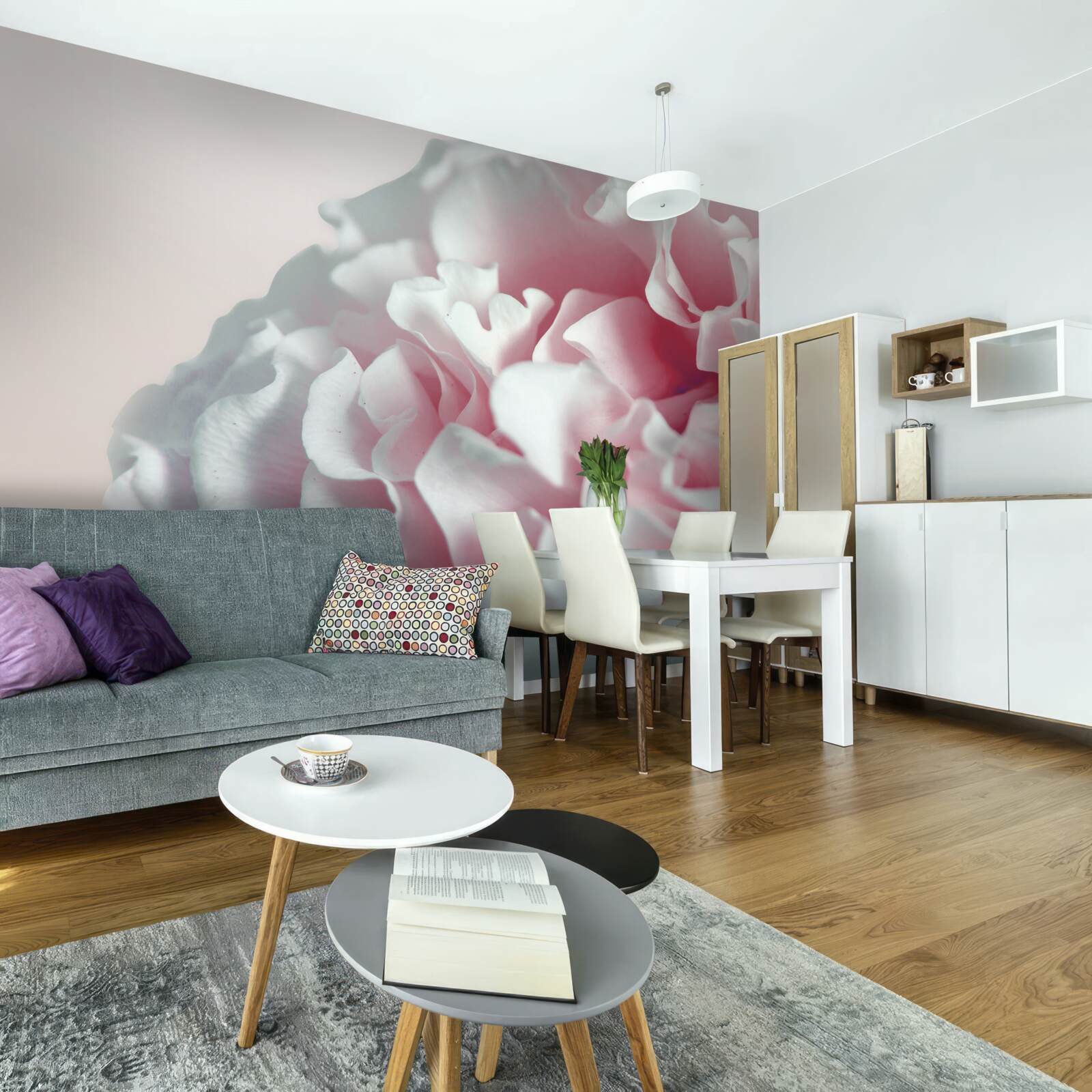 Fotobehang zachte, lichtroze donut