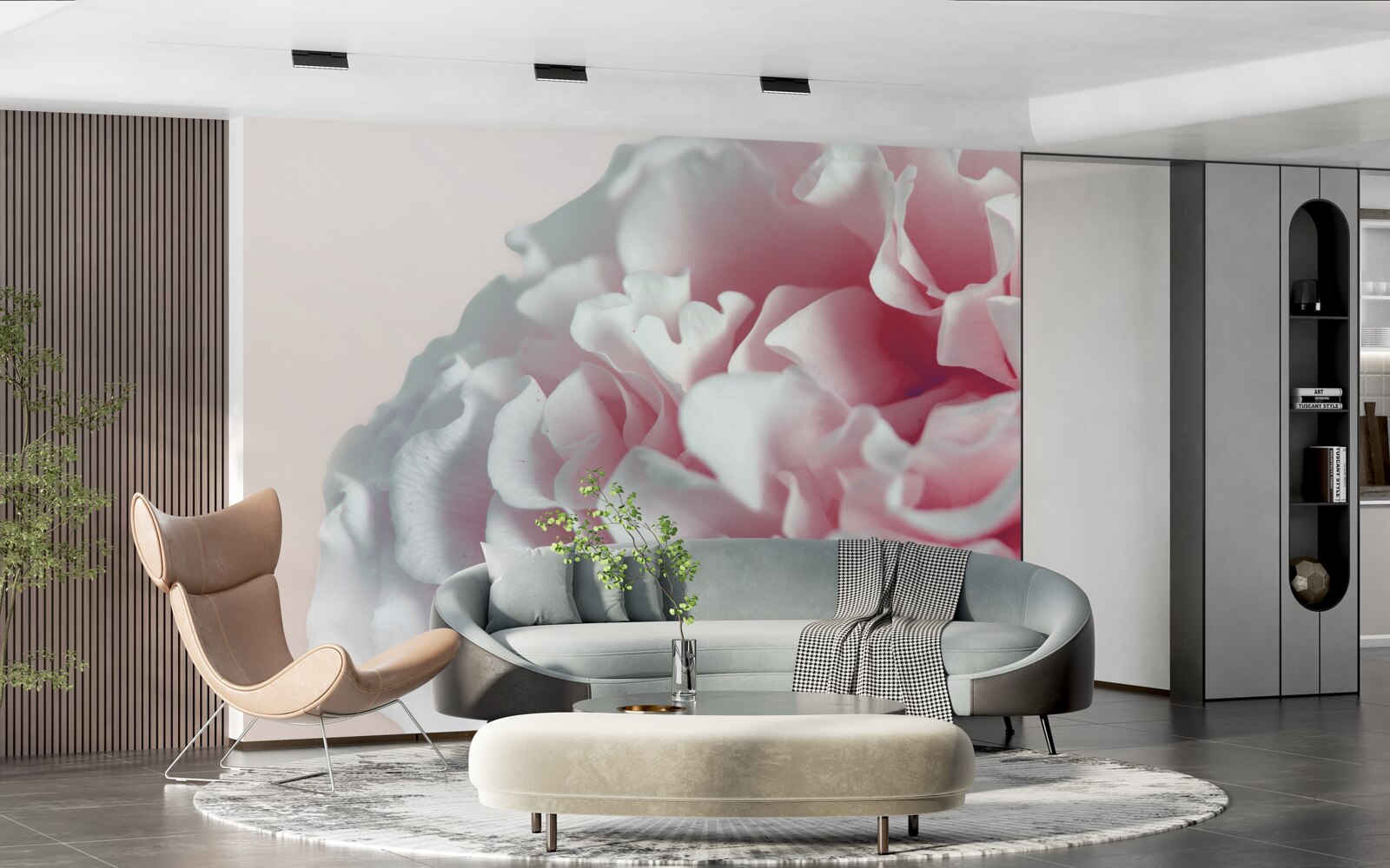 Fotobehang zachte, lichtroze donut