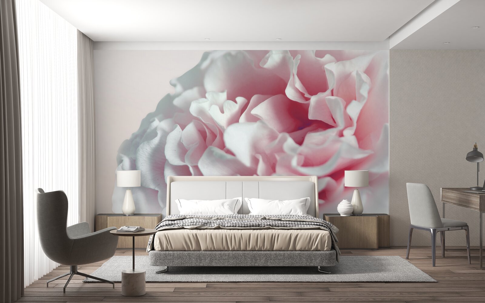 Fotobehang zachte, lichtroze donut