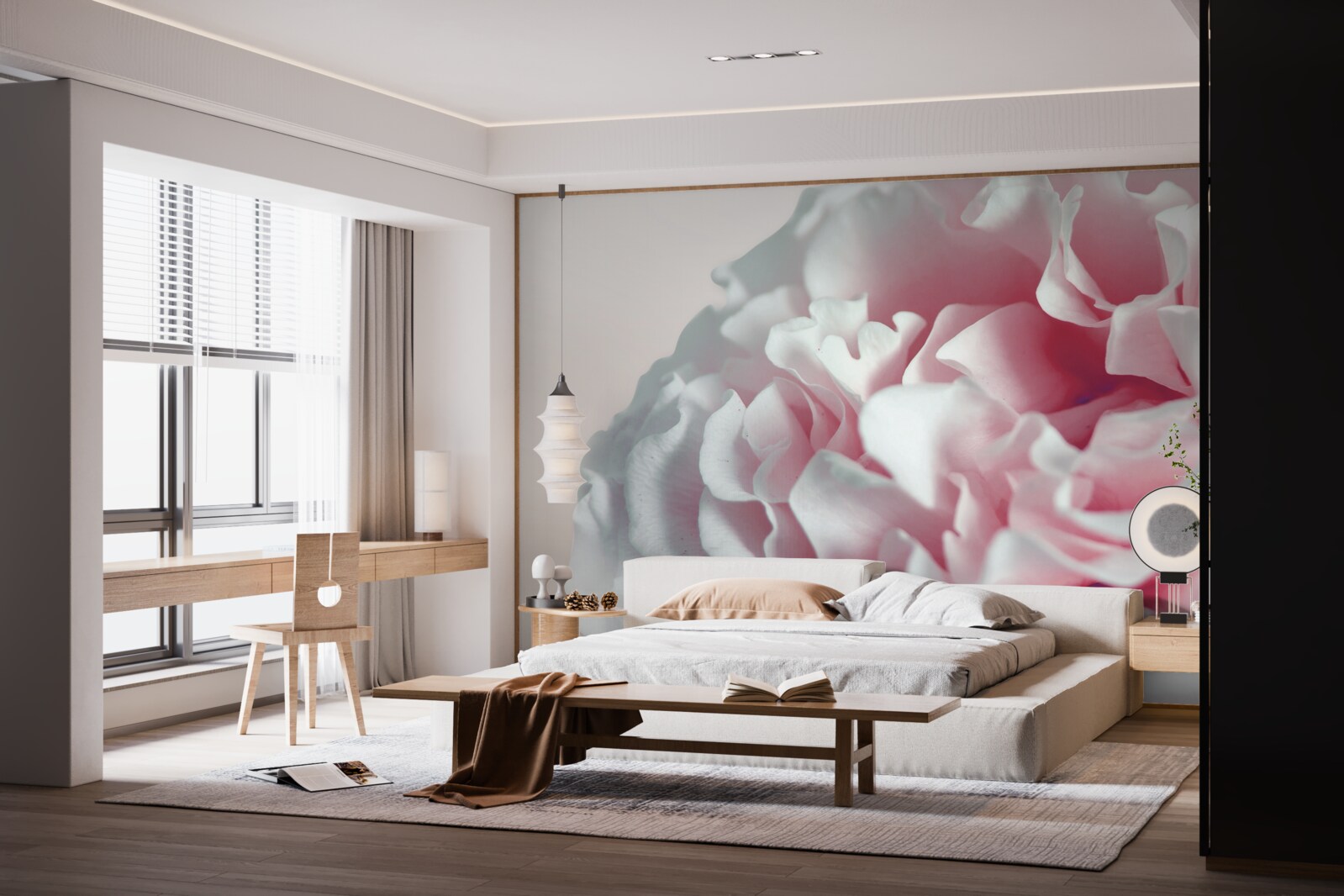 Fotobehang zachte, lichtroze donut