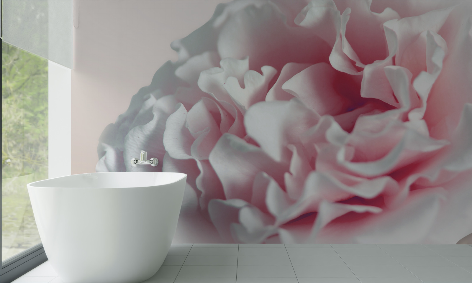 Fotobehang zachte, lichtroze donut