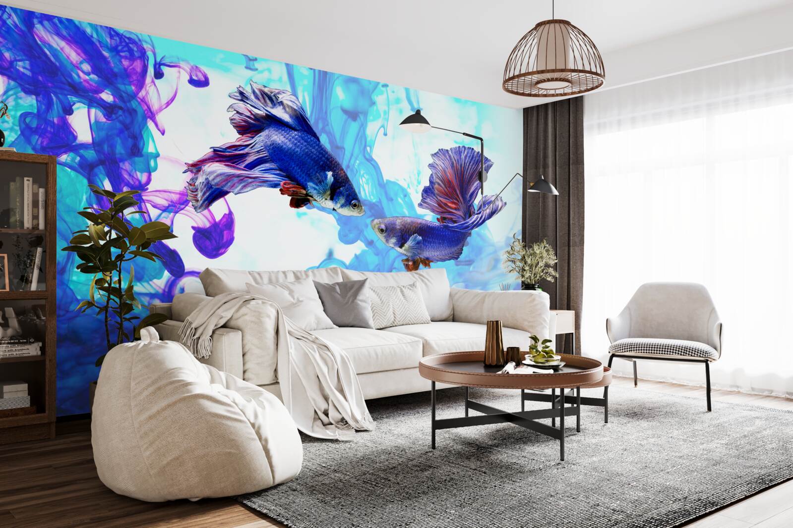 Fotobehang waterbewoners met staarten spelen in de natte elementen