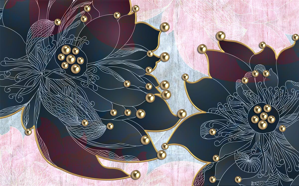 Fotobehang nachtbloem met een blauw-maronkleurige tint