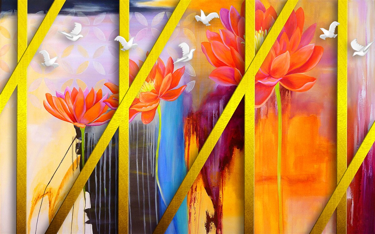 Fotobehang vuurgekleurde abstractie