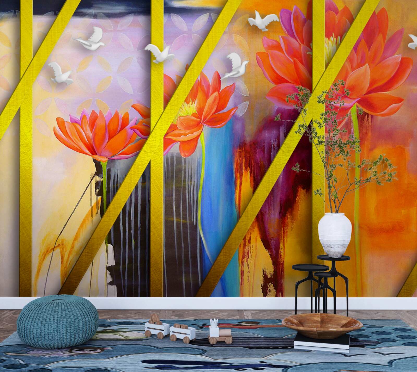 Fotobehang vuurgekleurde abstractie