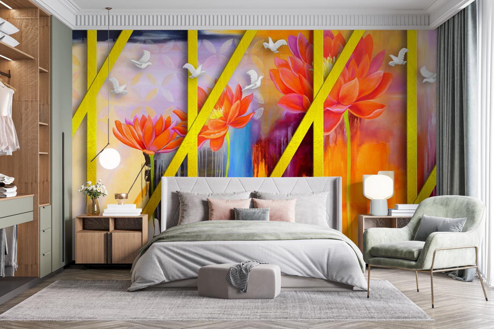 Fotobehang vuurgekleurde abstractie