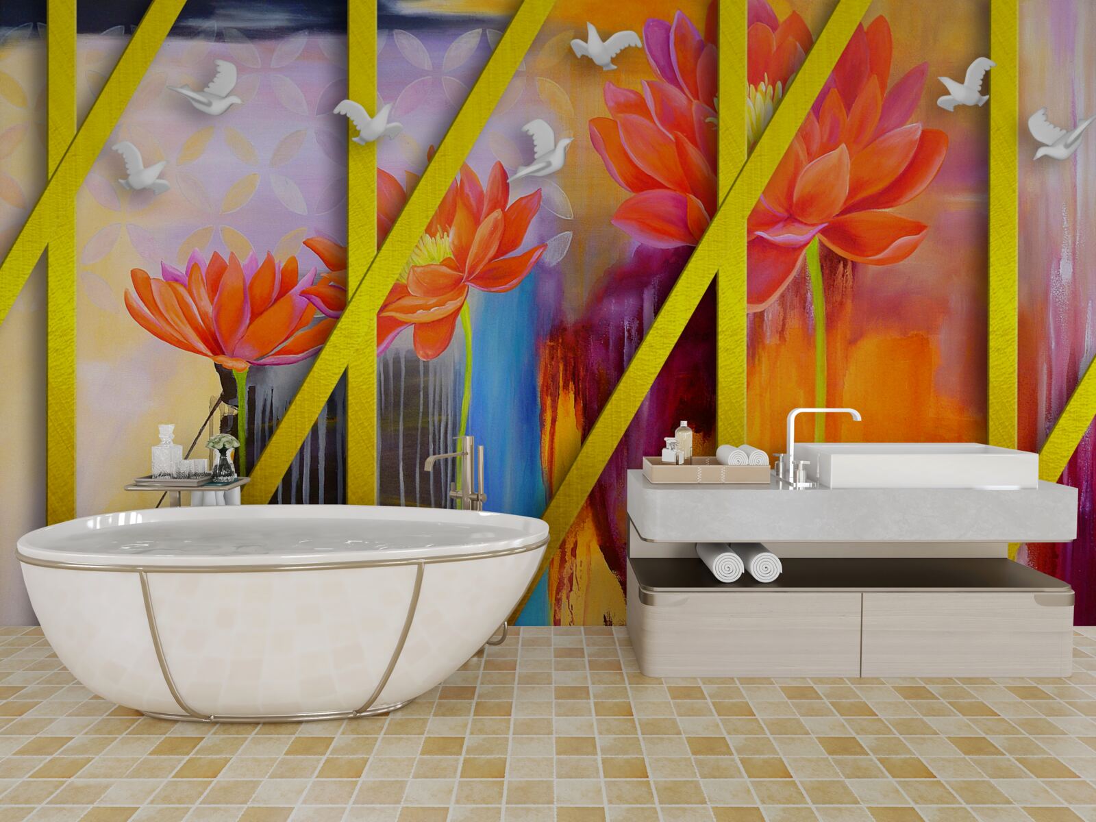 Fotobehang vuurgekleurde abstractie