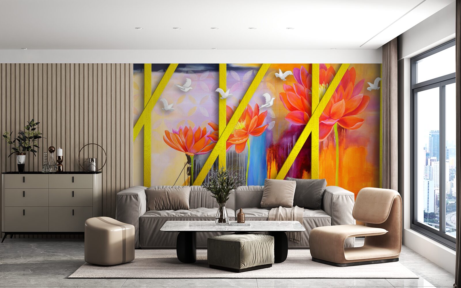 Fotobehang vuurgekleurde abstractie