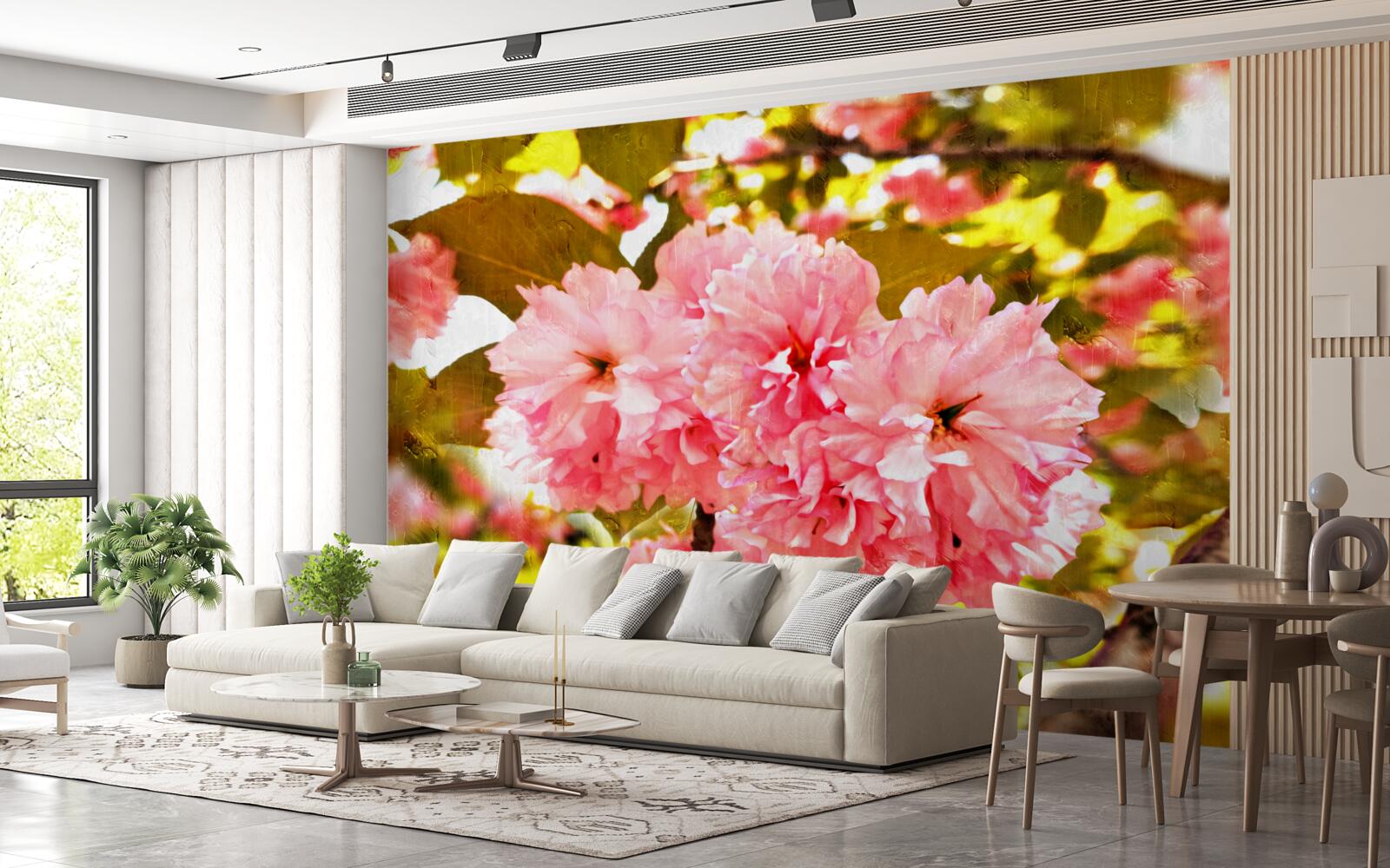 Fotobehang kanzan sakura in volle bloei