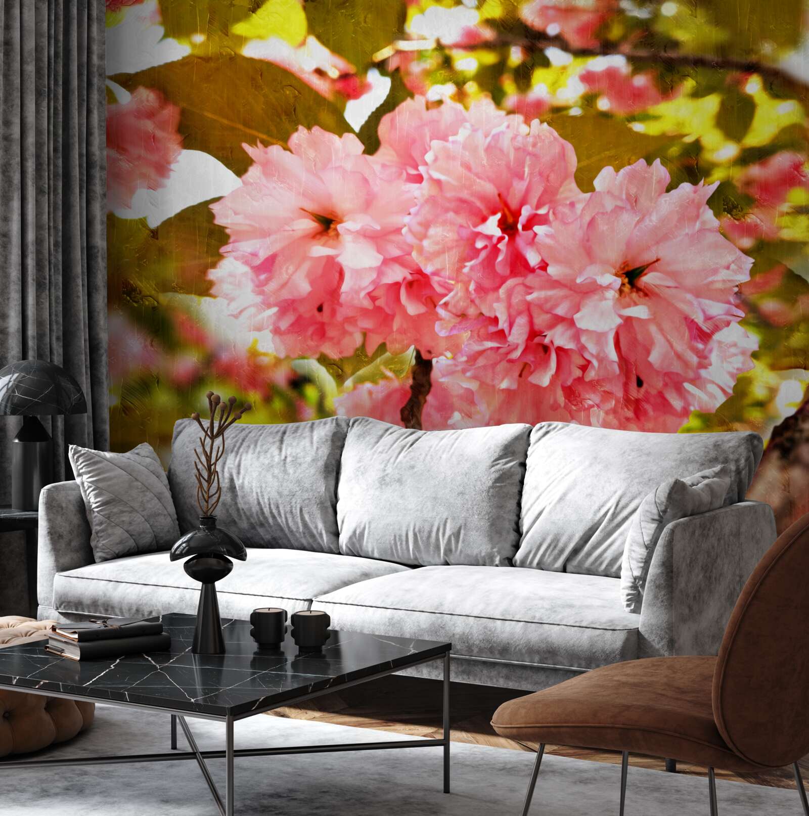 Fotobehang kanzan sakura in volle bloei