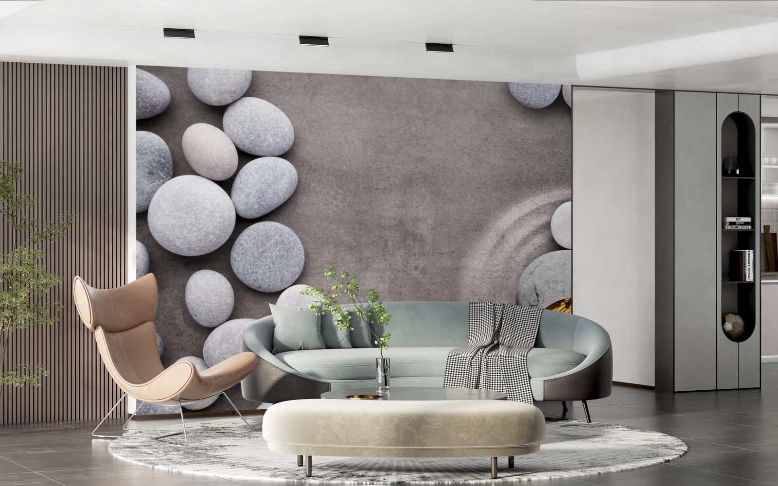 Fotobehang vlinder zit op een steen bij een vijver