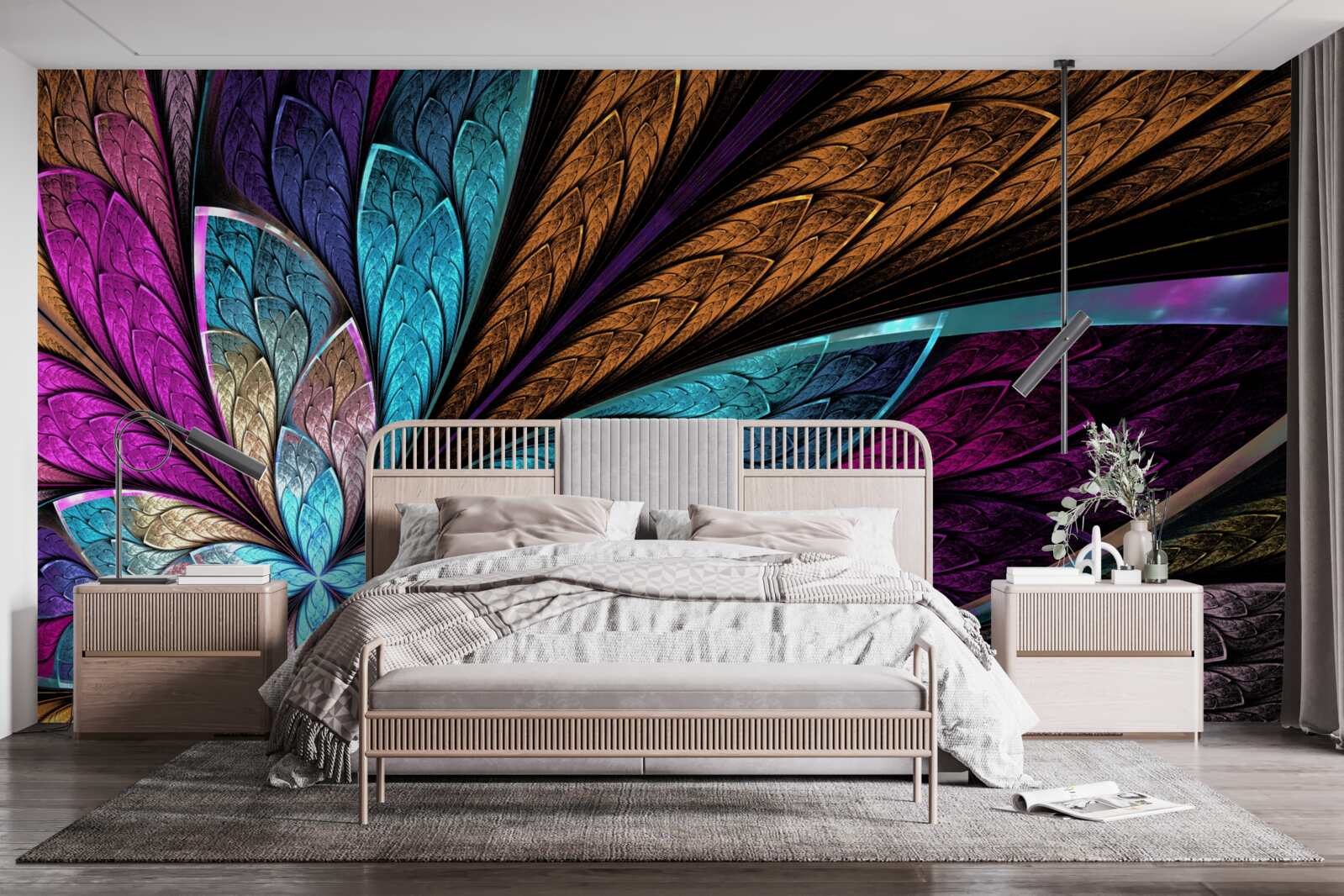 Fotobehang Mozaïek van bloemblaadjes voor een glas-in-lood effect