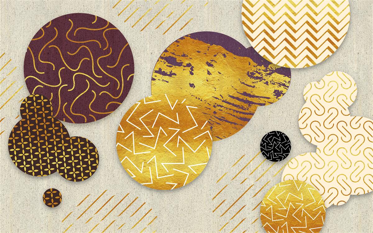 Fotobehang abstracte schilderijen in bruin- en paarstinten