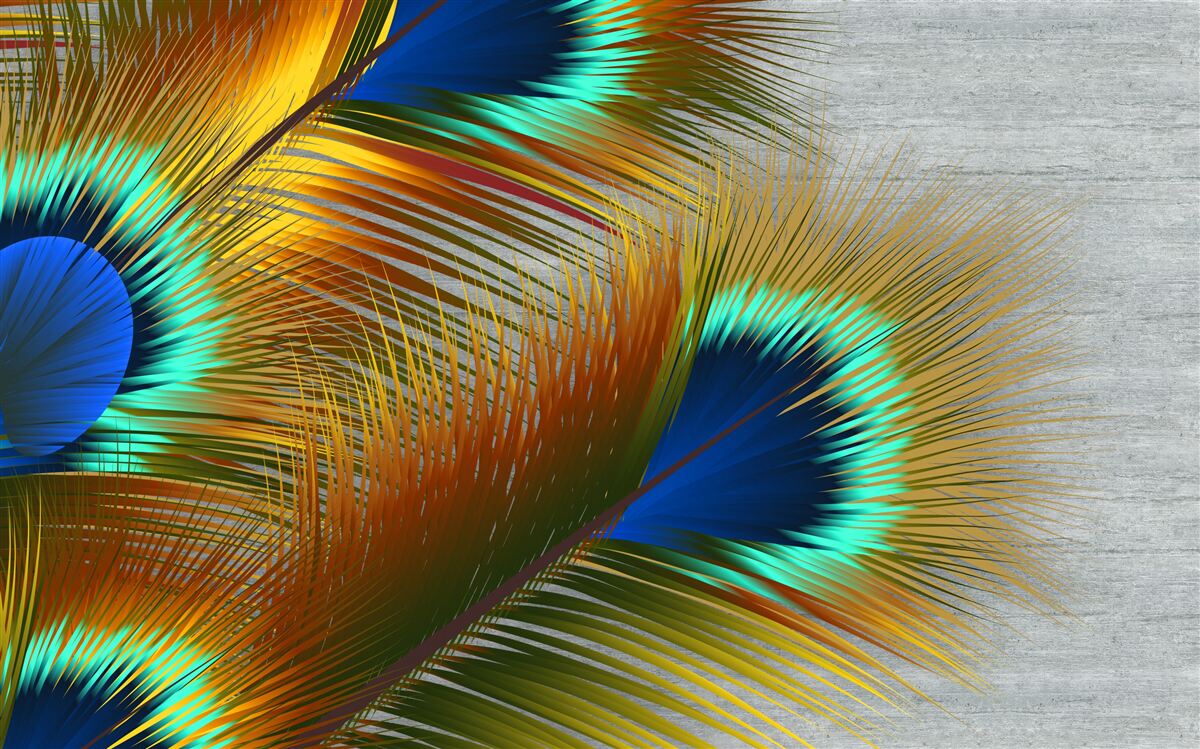 Fotobehang weelderige pauwenveren