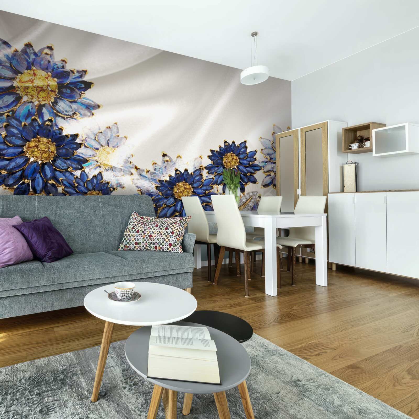 Fotobehang verbazingwekkende saffierbloemen